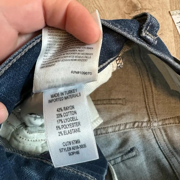 NWT Agolde Sophie Crop Midrise Skinny Women’s 24 2 XS Dark Wash Frayed Hem - Picture 14 of 14